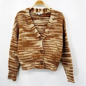 Shona Joy Brown Striped Cardigan Sweater